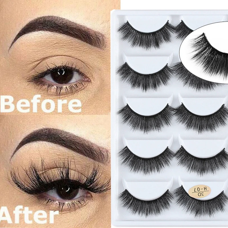 5 pairs of thick curled cross 3D mink handmade false eyelashes eyelash extension | Красота и здоровье