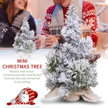 

30cm Party Gift Mini Christmas Tree Festival Holiday Snow Flocked Home Office Desktop Decoration Window Display Artificial
