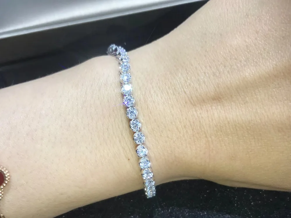 TB259 0,1 карат/шт маленький камень роскошный NSCD Имитация браслеты из драгоценных камней, браслеты из стерлингового серебра 925 пробы, браслеты-шармы Теннисный браслет
