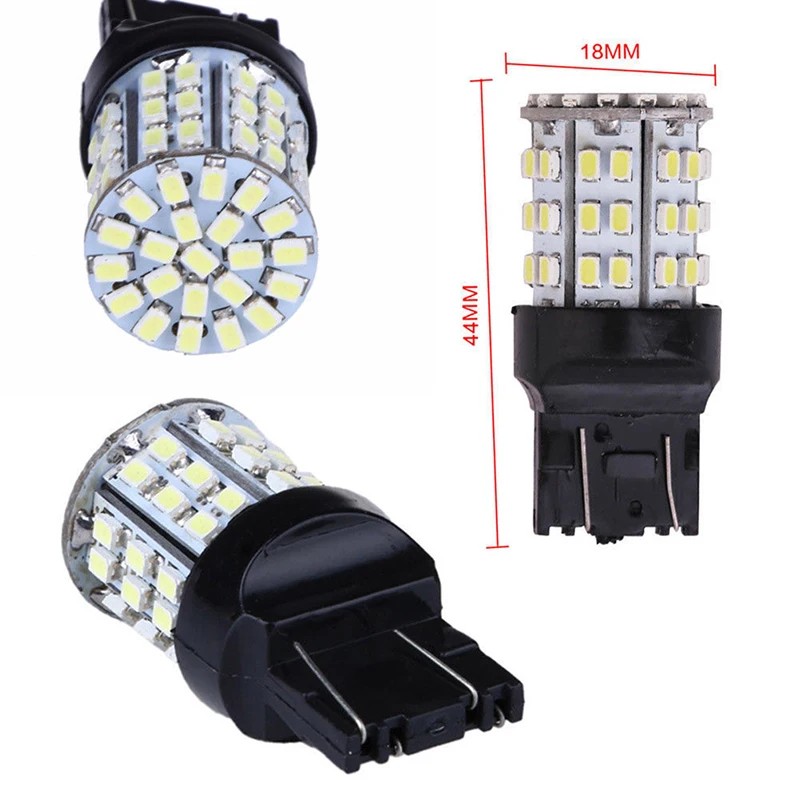 2 шт. T20 W21W 7443 7440 светодиодный 64-SMD 1206 задний стоп лампочка для фонарей стоп-сигналов белый светодиодный светильник