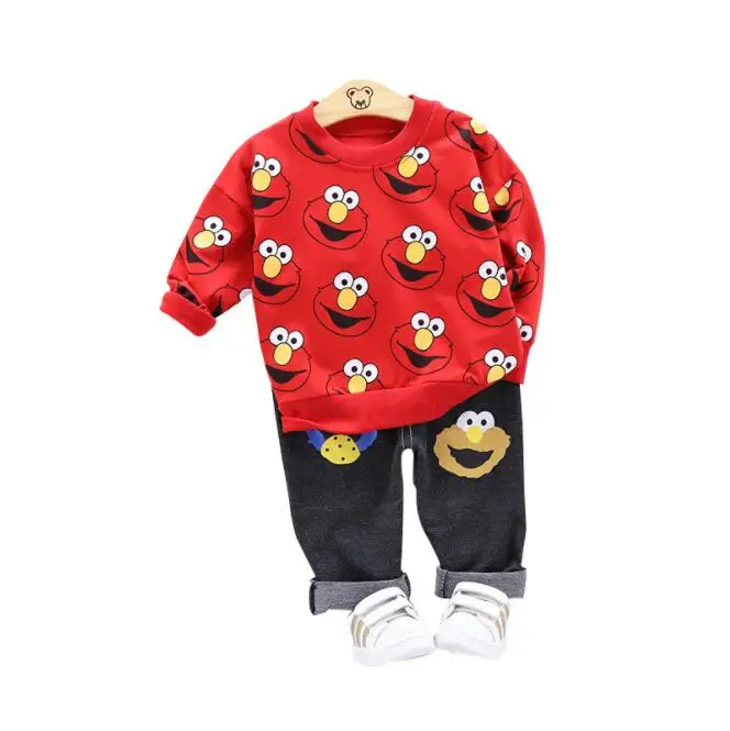 Новая детская одежда на весну-осень с персонажами из мультфильмов для мальчиков Повседневное хлопковая футболка с коротким рукавом, одежда, штаны 2 шт./компл. Одежда для маленьких детей комплект одежды для детей, спортивный костюм - Цвет: ZUI RED