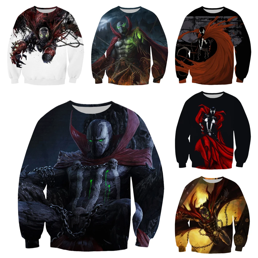 LIASOSO Autumn Men Women Anime Hoodie 3D Print Movie Spawn Jim Downing Sweatshirt Hip Hop Top O Neck Harajuku Pullover A312-03 | Мужская