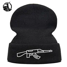 Beanie шляпа Skullie Кепки смутная зима вышивка в стиле панк Для мужчин Для женщин подростков уличных танцев забавные по заказу покупателя хип-хоп-автоматом AK