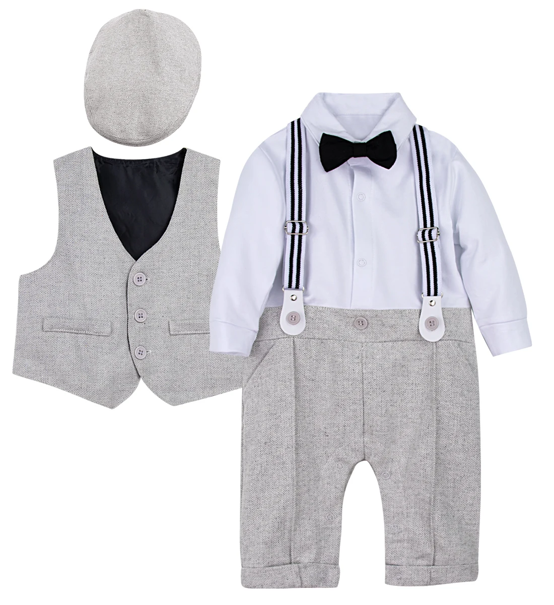 Комплект одежды для новорожденных мальчиков; одежда для джентльмена; детские комбинезоны на подтяжках; сезон осень-зима; комбинезон с длинными рукавами; 3 предмета