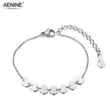 AENINE из нержавеющей стали с геометрическим вафелем браслет для женщин Роза Золотая цепочка Богемия Лето пляжные украшения AB19021