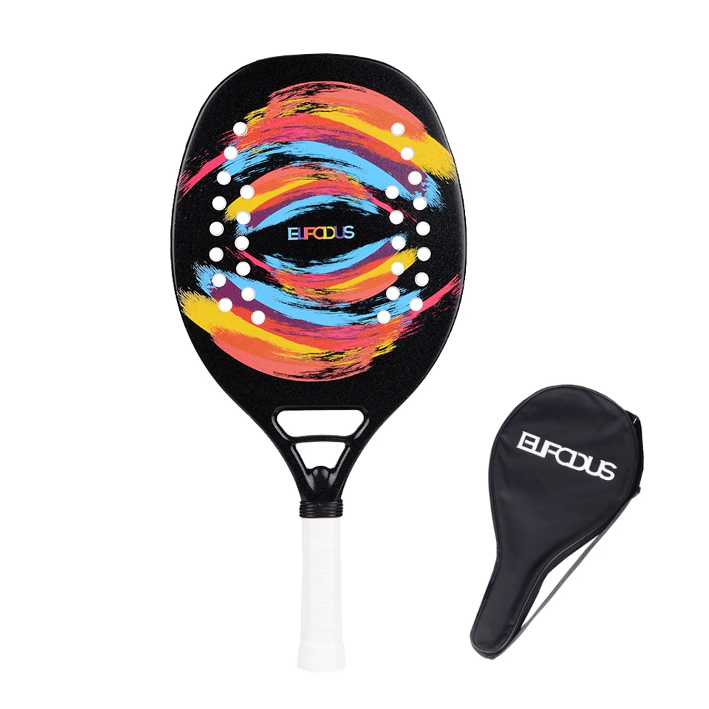 High Quality Rough Surface Carbon and Glass Fiber Beach Tennis Racket with Protective Racquet Cover Bag