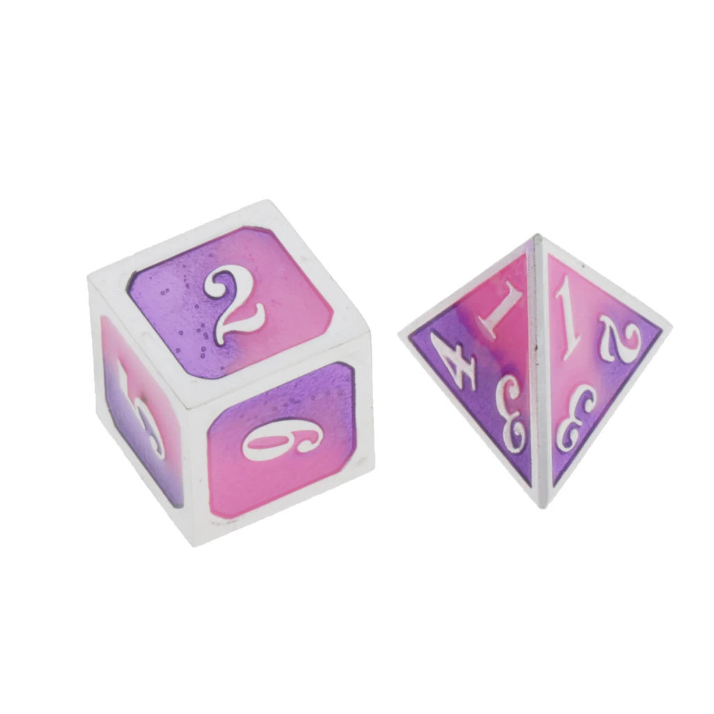 7pcs Embossed Metal Multi-sided Polyhedral Dice Set for Dungeons and Dragons Dice MTG DND RPG Table Games Board Game D20 D12 Set