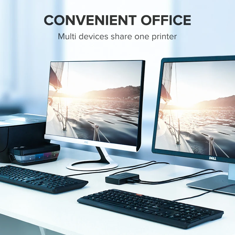 Ugreen KVM переключатель USB распределительный коммутатор 4/2 шт. 1 устройство 4/2 Порт KVM Селектор для клавиатуры принтер монитор USB переключатель KVM