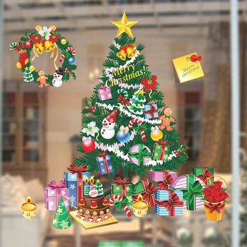 

Large Christmas Tree Wall Stickers Gift Boxes for Window Glass Stickers Art Design for Kids Room Home Decoration Wall Decals