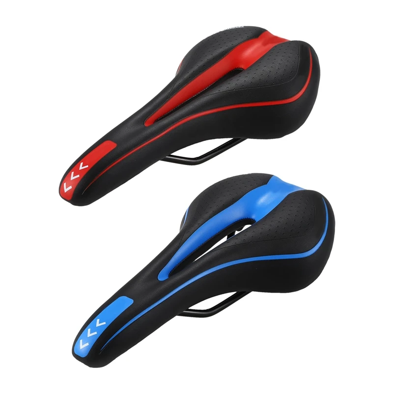 LIETU 2 Pcs Road Mountain MTB Gel Comfort Saddle Bike Bicycle Cycling Seat Cushion Pad, Blue& Red