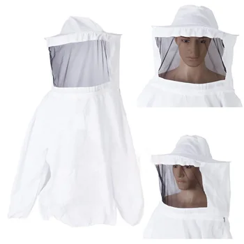 

1x Beekeeping Cotton Jacket Veil Hat Suit Bee Protecting Pullover Smock Portable