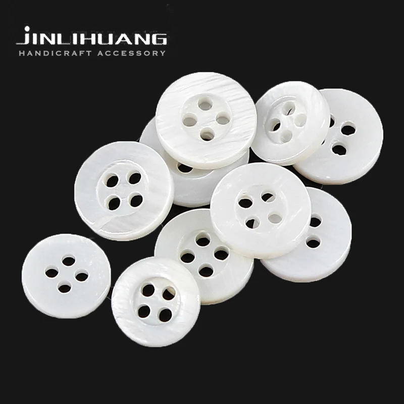 10PC White Natural Shell Sew 2/4 Holes Button Black Mother of