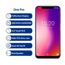 Umidigi um pro 4g smartphone 5.9 polegada android 8.1 mt6763 octa núcleo 2.0ghz 4gb ram 64gb rom 16.0mp câmera frontal impressão digital 3250mah