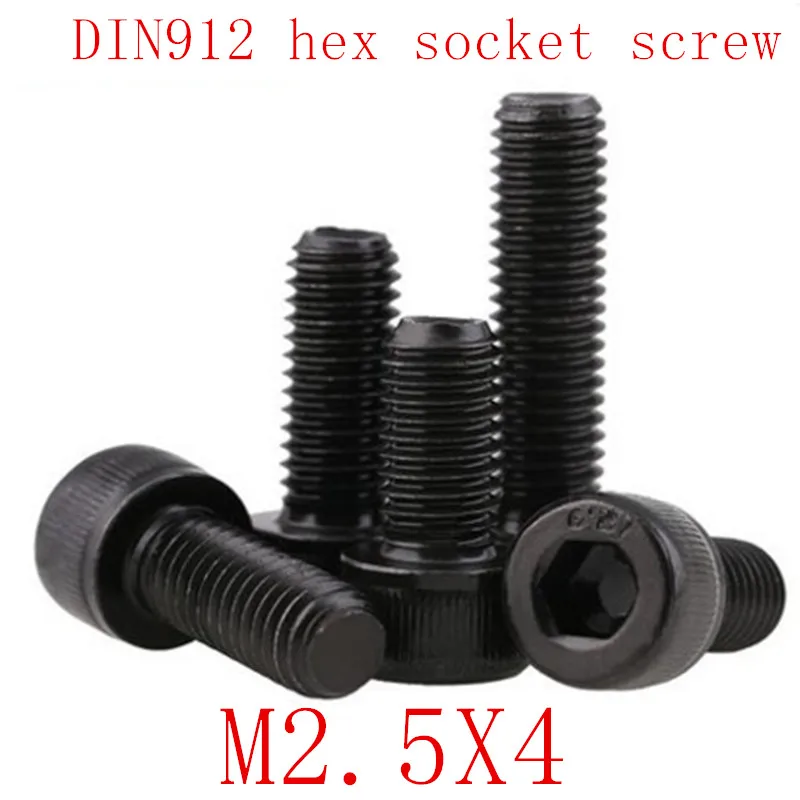 

50PCS DIN912 Grade 12.9 allen socket head screw M2.5*4 m2.5x4 Hexagon Socket Head Cap Screws Hex Socket Screw