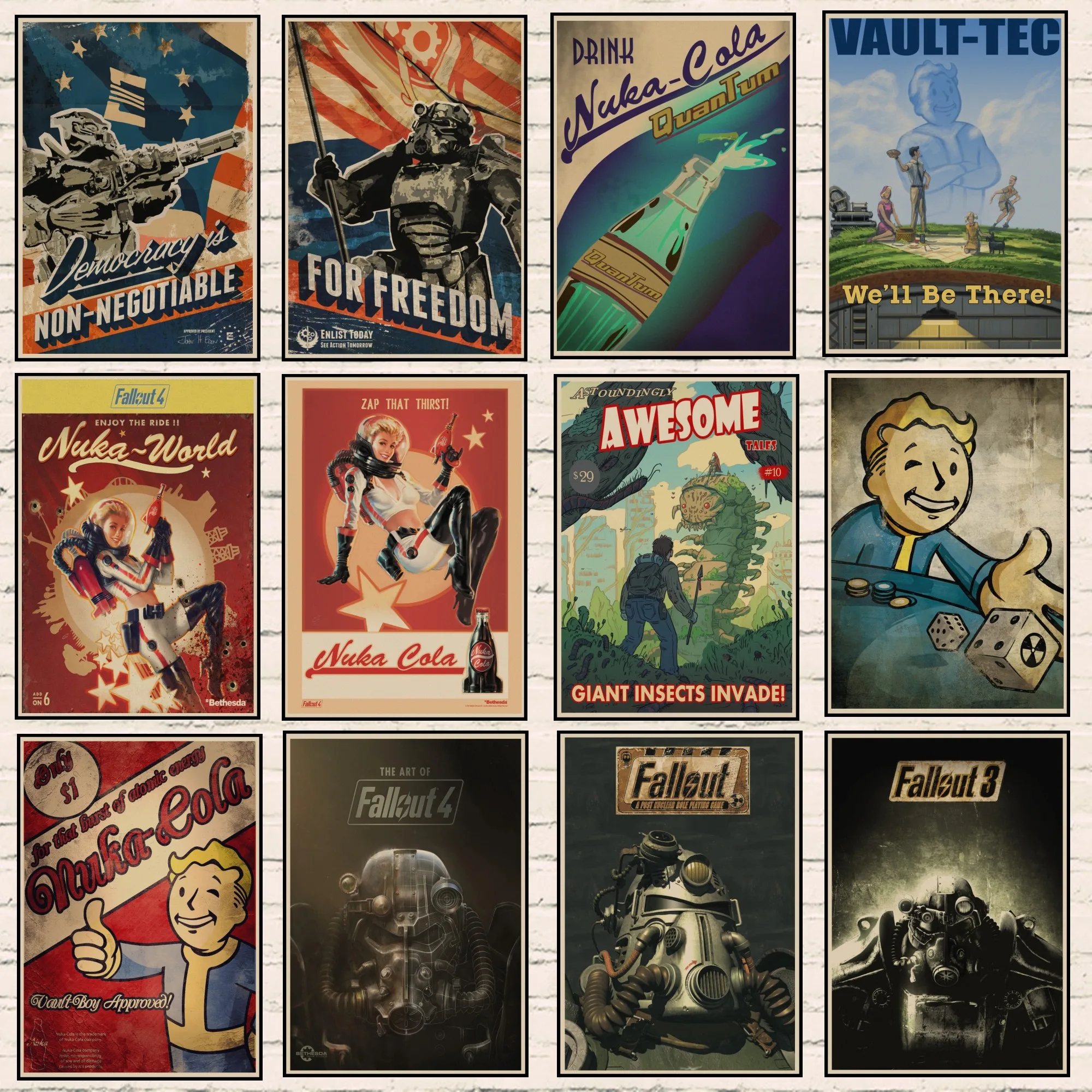 Fallout 3 4 игровой постер flout серия игра ретро плакат крафт-бумага для бара кафе