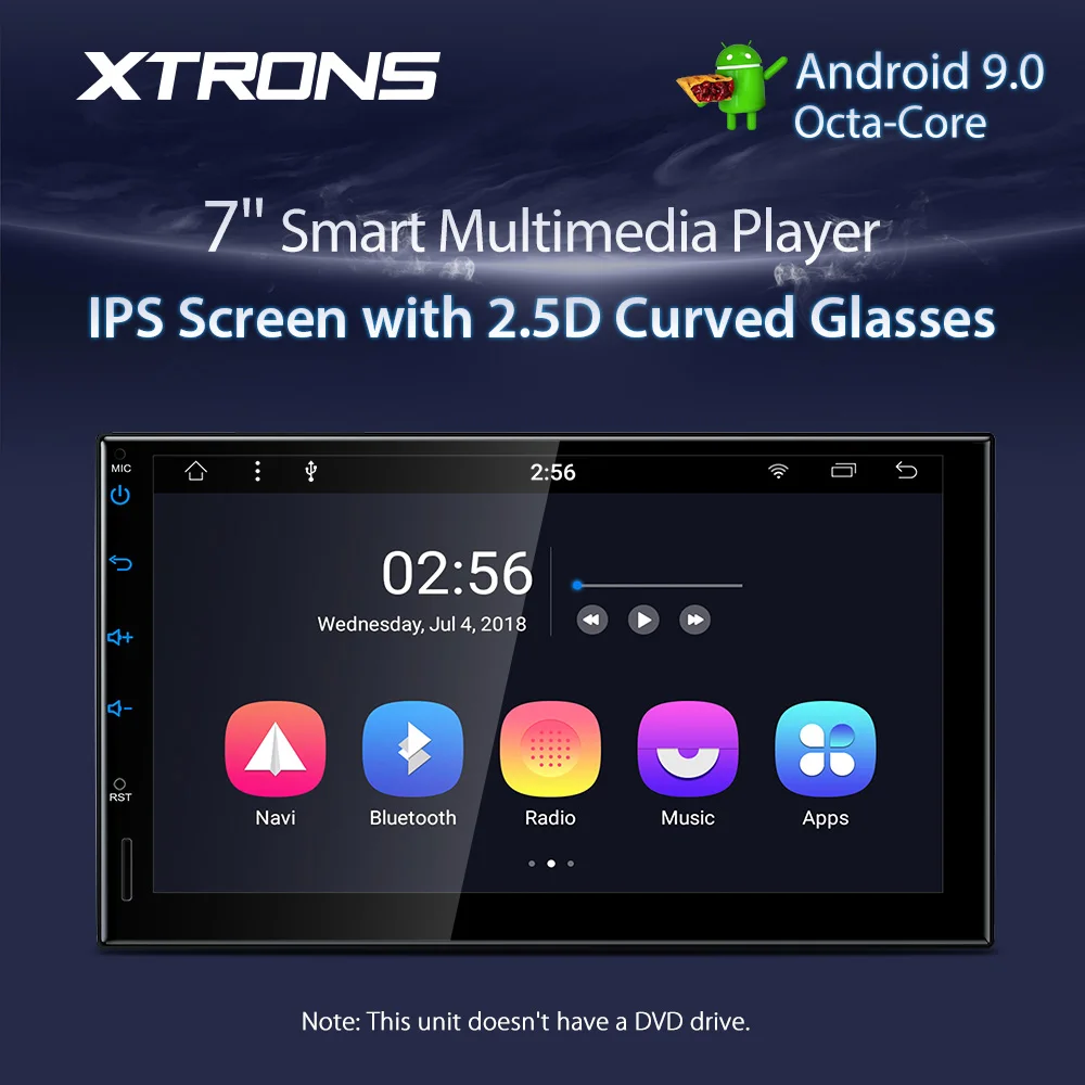 XTRONS " ips Универсальный Android 9,0 Восьмиядерный 2G 32G Автомобильный стерео Мультимедийный плеер двойной din gps 2.5D изогнутые очки wifi без DVD