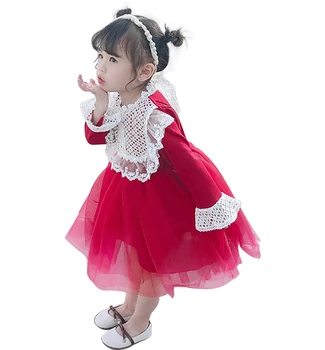 

Girls 2020 New Spring Lace Red Dress Baby Girl Princess Dress Cute Baby Girl Birthday Event Attend Dress