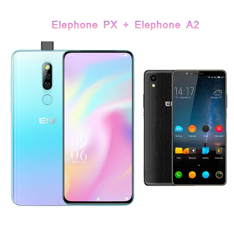 With Elephone A2 Elephone PX Android смартфон 6,5" FHD+ полноэкранный 16 МП всплывающая камера мобильный телефон Android 9,0 мобильный телефон с отпечатком пальца - Цвет: With Elephone A2