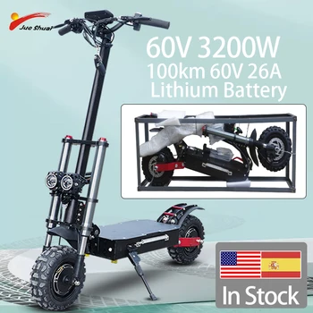 Günstig JS Elektrische Roller 3200W Dual Motor Tretroller Für Erwachsene 110KM 36A Batterie Off-Road Reifen Faltbare электросамокат