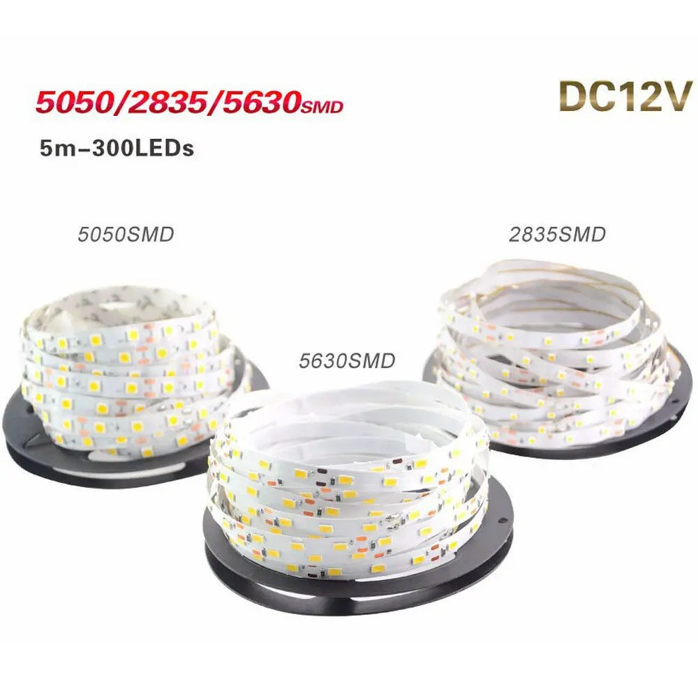 Remote+Power 5M 10M 20M LEDs SMD 3528/5050/5630 RGB White Flexible Strip Light 