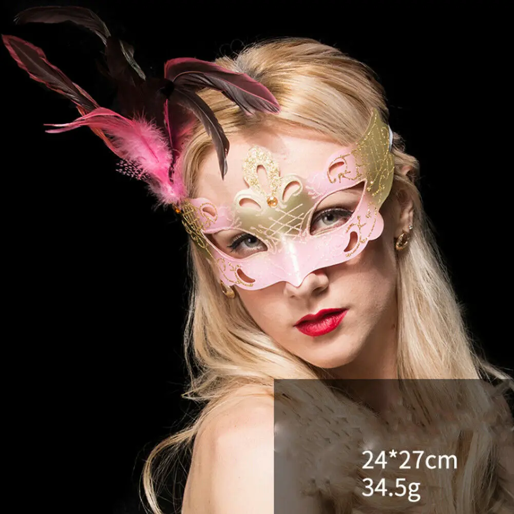 3 Women Party Masks Light Filigree PVC Laser Cut Halloween Party Masquerade Feather Mask - Цвет: 3