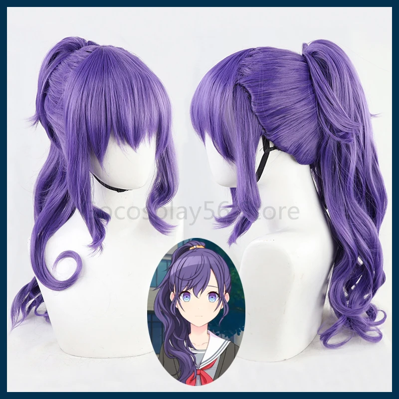 morticia addams dress Asahina Mafuyu Cosplay Wig mfy Purple Long Curly Temples Ponytail Heat Resistant Hair Role Play Vtuber cosplay