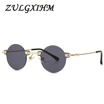 

2020 New Vintage Oval Sunglasses Rimless Women Uv400 Yellow Green Blue Male Sun Glasses Small Men Round Shape Metal Gift Summer
