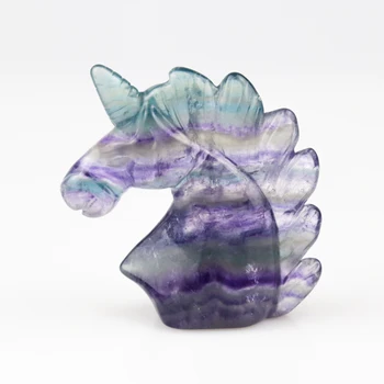

1PC Natural Crystal Fluorite Unicorn Figurine Hand Made Crystal Polished Quartz Healing Stone Home DIY Decoration Gem Gift