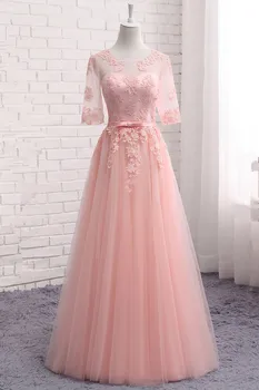 

Women's long evening party dress lace up bridesmaid graduation formal prom evening gown plus size A line pink short dress