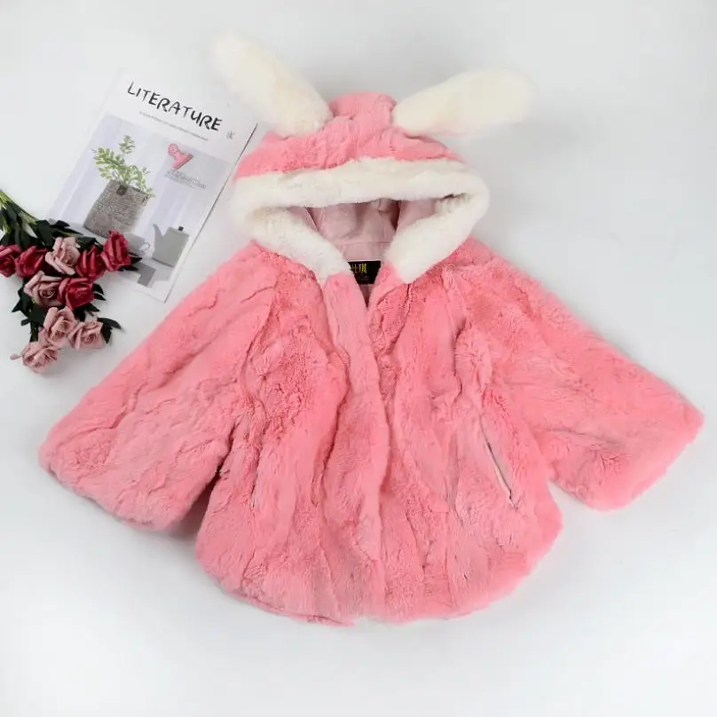 pink Пальто с натуральным кроличьим мехом детские куртки для девочек и мальчиков, коллекция года, новая зимняя теплая куртка с натуральным мехом Modis, детская верхняя одежда, Y1867 - Цвет: pink
