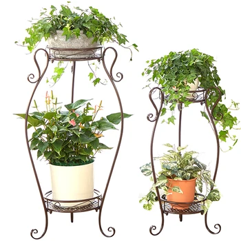

Wrought Iron Balcony Flower Stand Home Living Room Floor-standing Flower Pot Rack Green Flower Shelf Multi-layer Indoor Special