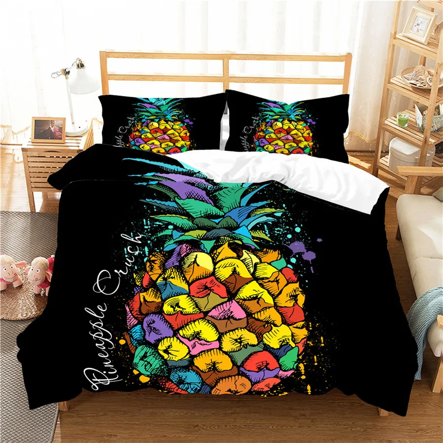 

A Bedding Set 3D Printed Duvet Cover Bed Set pineapple Home Textiles for Adults Bedclothes with Pillowcase #BL19