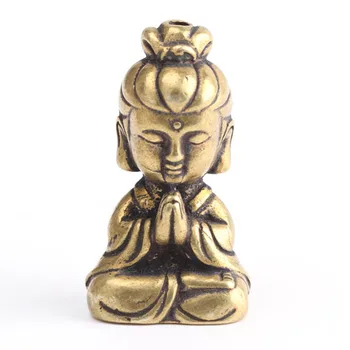 

Antique Statue Guanyin Buddha Figurines Ornament Solid Brass Room Mini Craft