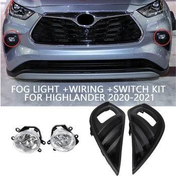 

for Toyota Highlander 2020-2021 Front Bumper Fog Light Lamp Assembly Bezel +Wiring +Switch Kit