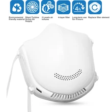 PM2.5 Пылезащитная маска умный электрический вентилятор маска Анти-загрязнения дышащий анти-смог аллергия активированный уголь фильтр наружная маска USB