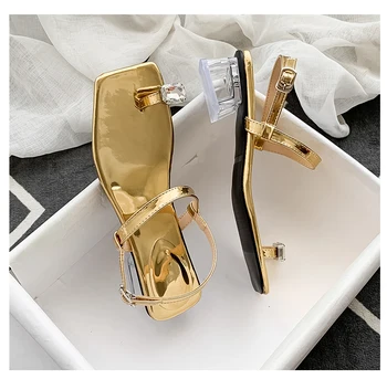 

2020 Summer Beach Women Sandals Chic Woman Gladiator Glitter Crystal Decor Woman Shoes Thong Sandals Buckle Sandalias Mujer