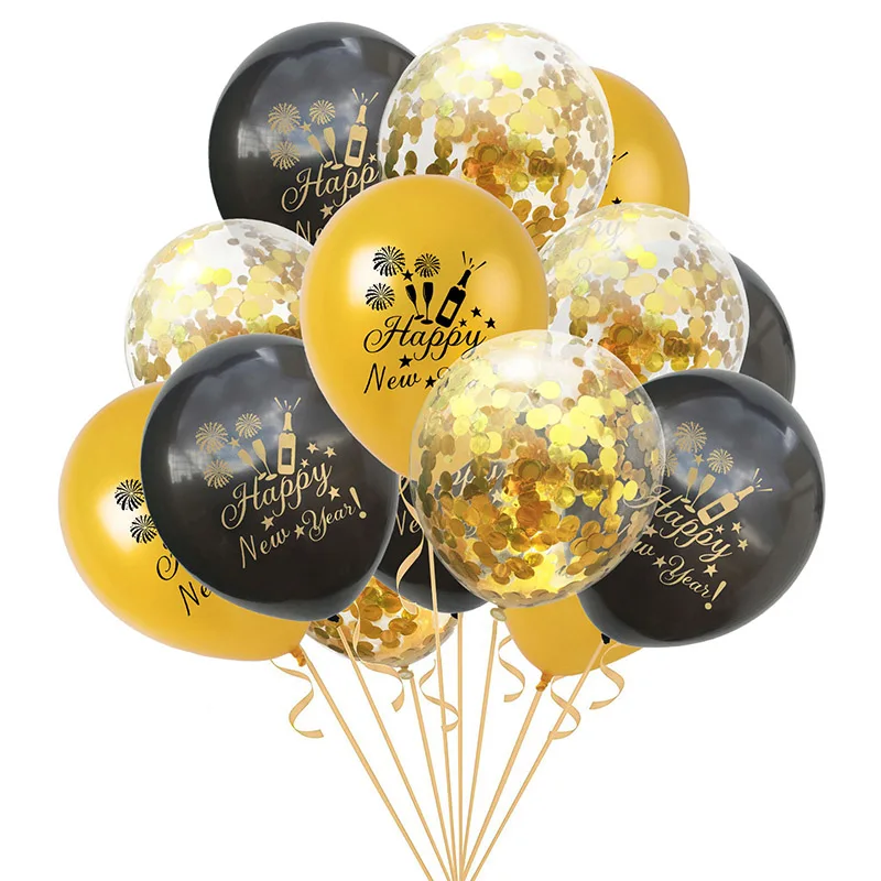

15pcs/set Happy New Year Latex Balloons Celebration Confetti Clear Ballons for 2021 New Year Party Decoration Inflatable Globos