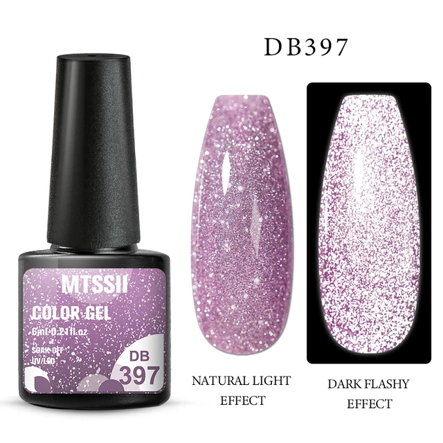 Mtssii Reflective Glitter Gel Nail Polish 6ml Sparkling Auroras Laser Nail Gel Nail Art Varnish Semi Permanent Top Base Gel Q16563 Reflective