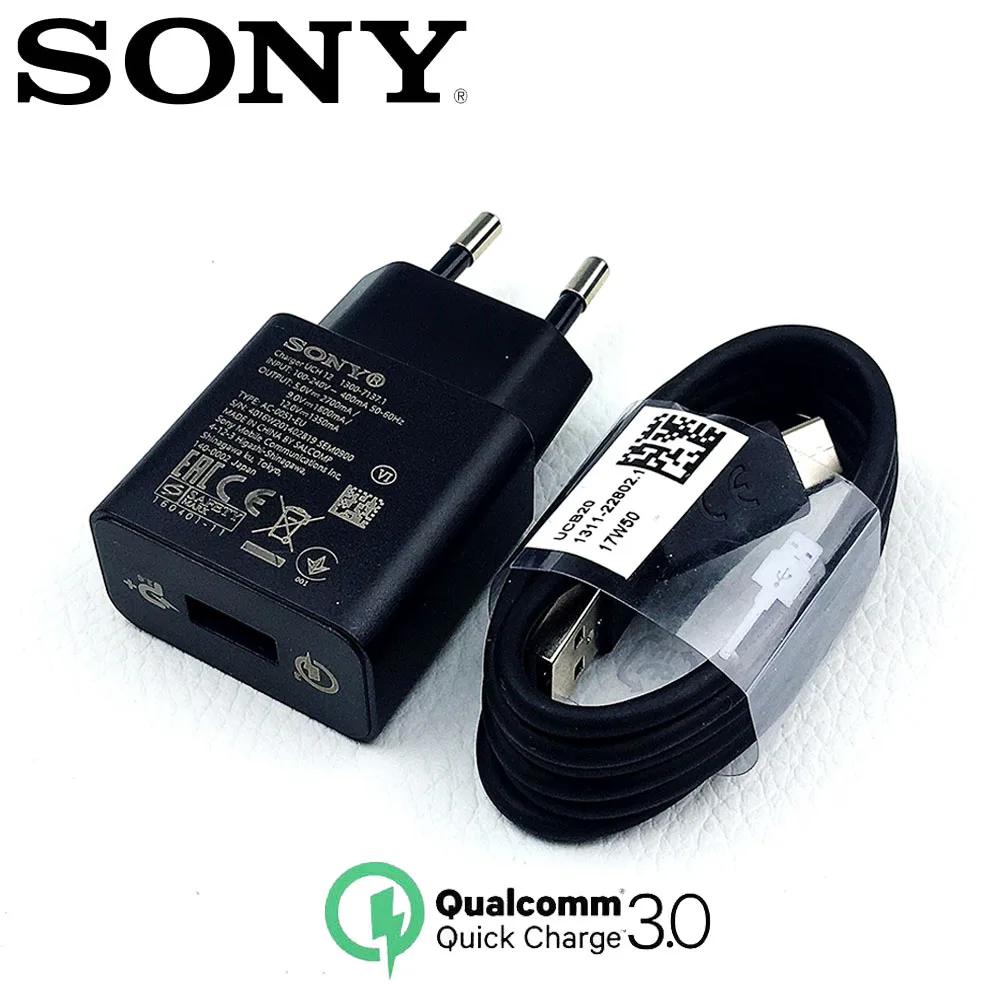Оригинальное быстрое зарядное устройство Sony QC 3 0 EU адаптер для быстрой зарядки