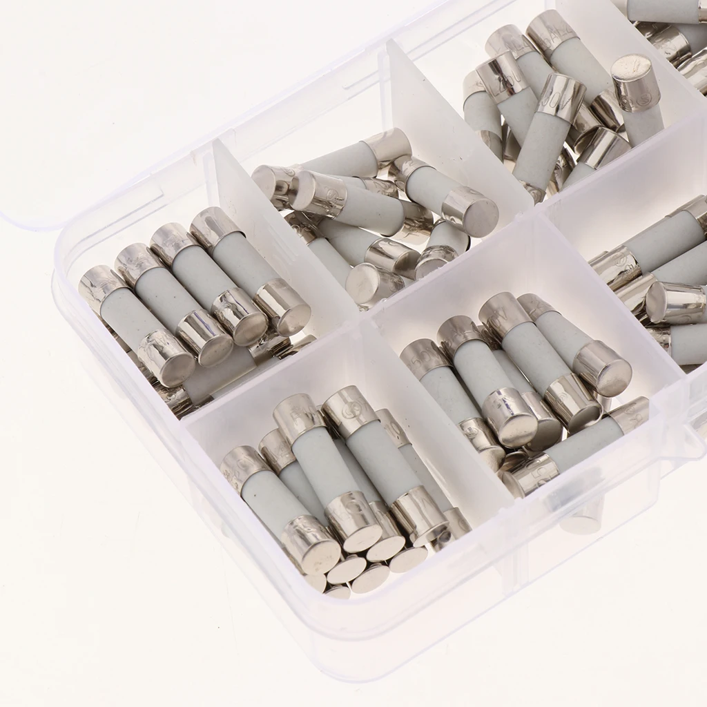 Quick Fast-Blow Ceramic Tube Fuse 5 x 20 mm Assorted Kit 0.5A-30A (Pack of 100)