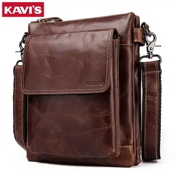 

KAVIS 100% Genuine Cowhide Leather Messenger Bag Small Handbag Male Shoulder Bolsas Business Crossbody Male Famous Sling Sac