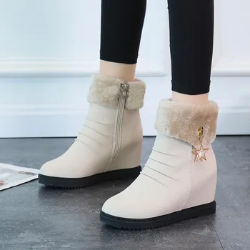 

Autumn and winter 2020 new boots women's shoes Korean round head winter boots with increased cotton shoes, net red plush