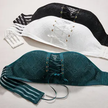 

Sexy Bras For Ladies Push Up Bra Wire Free Lingerie Strapless Drawstring Bra Solid Lace Adjustable Bralette comfortability