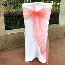 100 шт./лот кораллово-красные вырезки из органзы стул бант Банкет Свадебные украшения