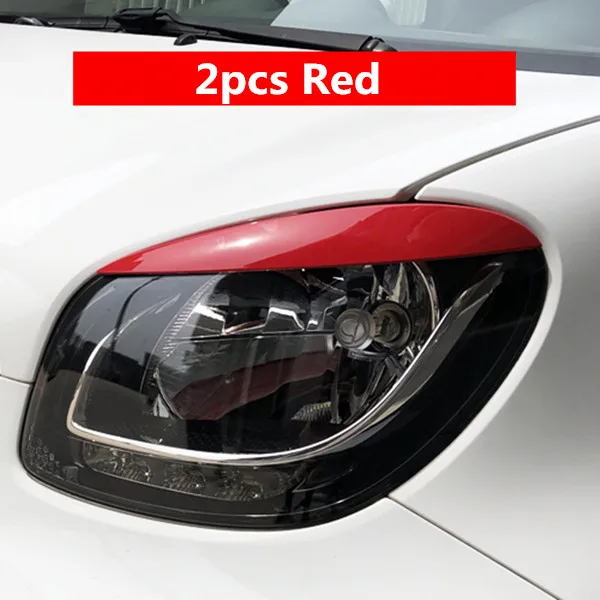 Красный Carbon Fiber Printed Car Headlight Sticker Eyebrow Eyelids Moulding Trim Cover for Smart fortwo forfour - Цвет: Красный