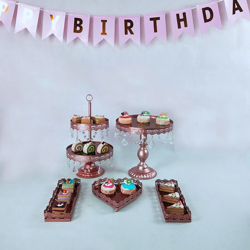 5pc mirror gold cupcake stand Desserts display rack decoration arrangement wedding cake stand set birthday cake decorating tools