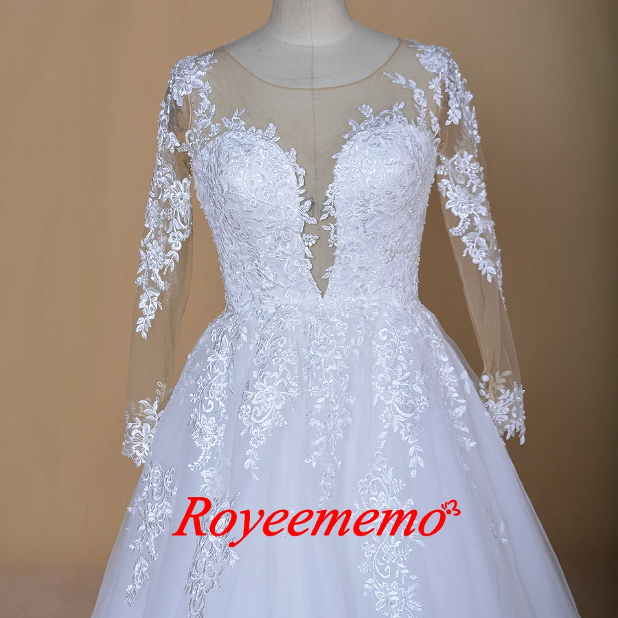 Дизайн, свадебные платья Vestidos de Noivas, цвет кожи, тюль, длинный рукав, свадебное платье на заказ