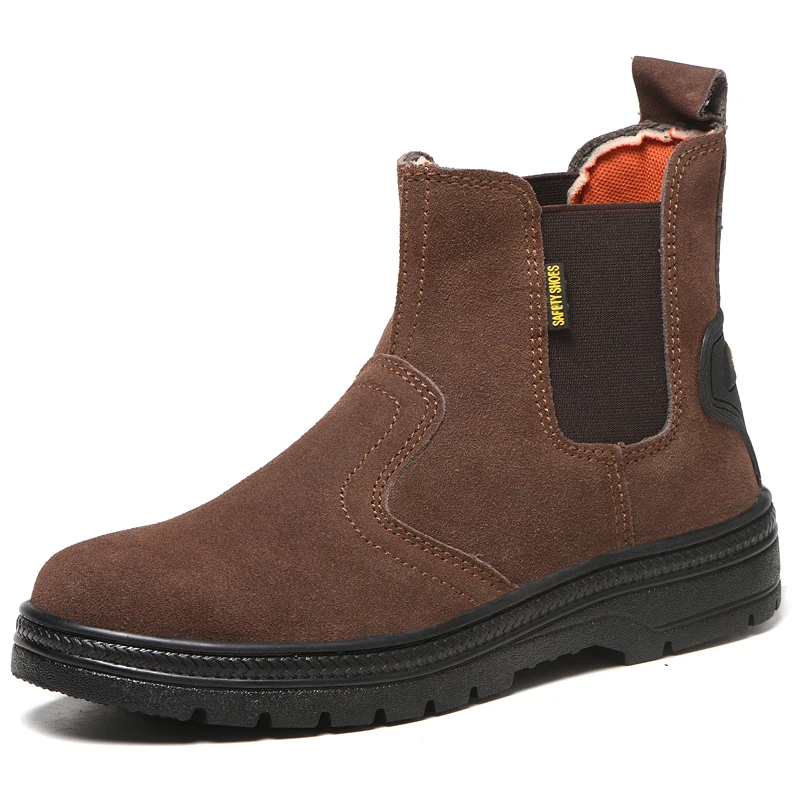 

plus size mens casual steel toe caps working safety boots cow suede leather welding shoes platform boot security ankle botas man