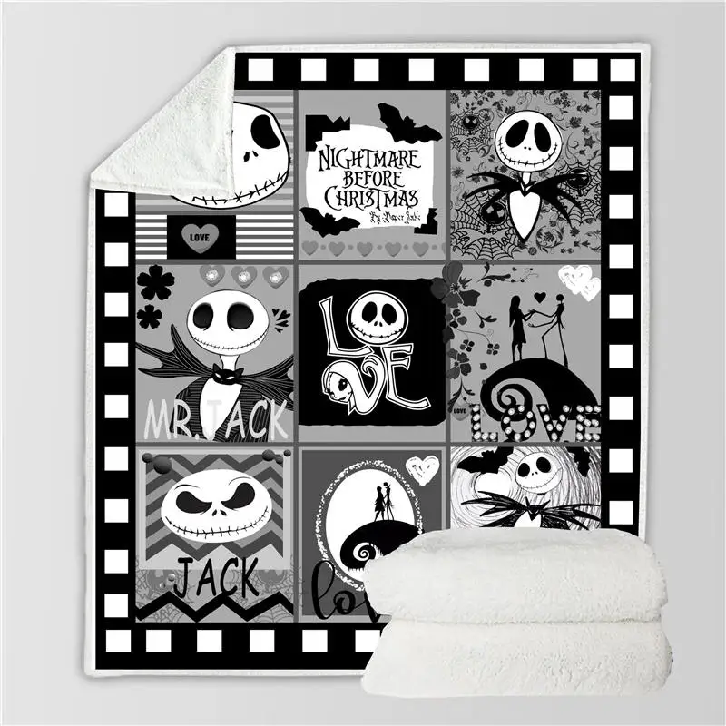 Вельветовое плюшевое покрывало с принтом Jack Skellington, покрывало для детей, шерстяное одеяло для девочек, покрывало для путешествий - Цвет: BZ121