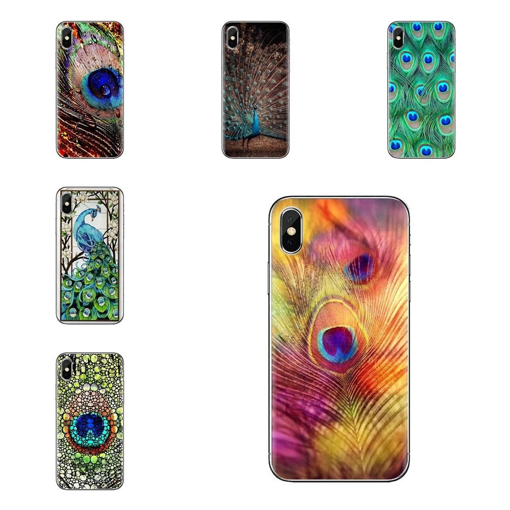 Павлин мех для iPhone XS Max XR X 4 4s 5 5S 5C SE 6 6S 7 8 Plus samsung Galaxy J1 J3 J5 J7 A3 A5 мягкие прозрачные